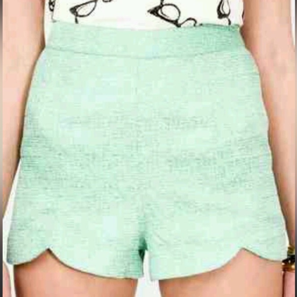 Mint silver scalloped brocade shorts culottes holiday S Anthropologie dress S